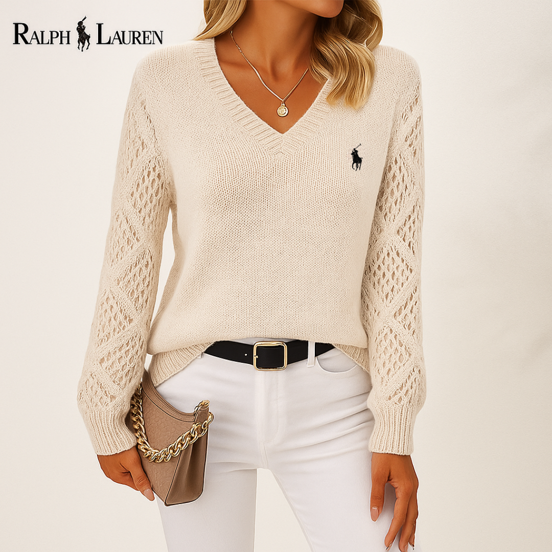Maglione a Scollo a V con Maniche Strutturate RL®