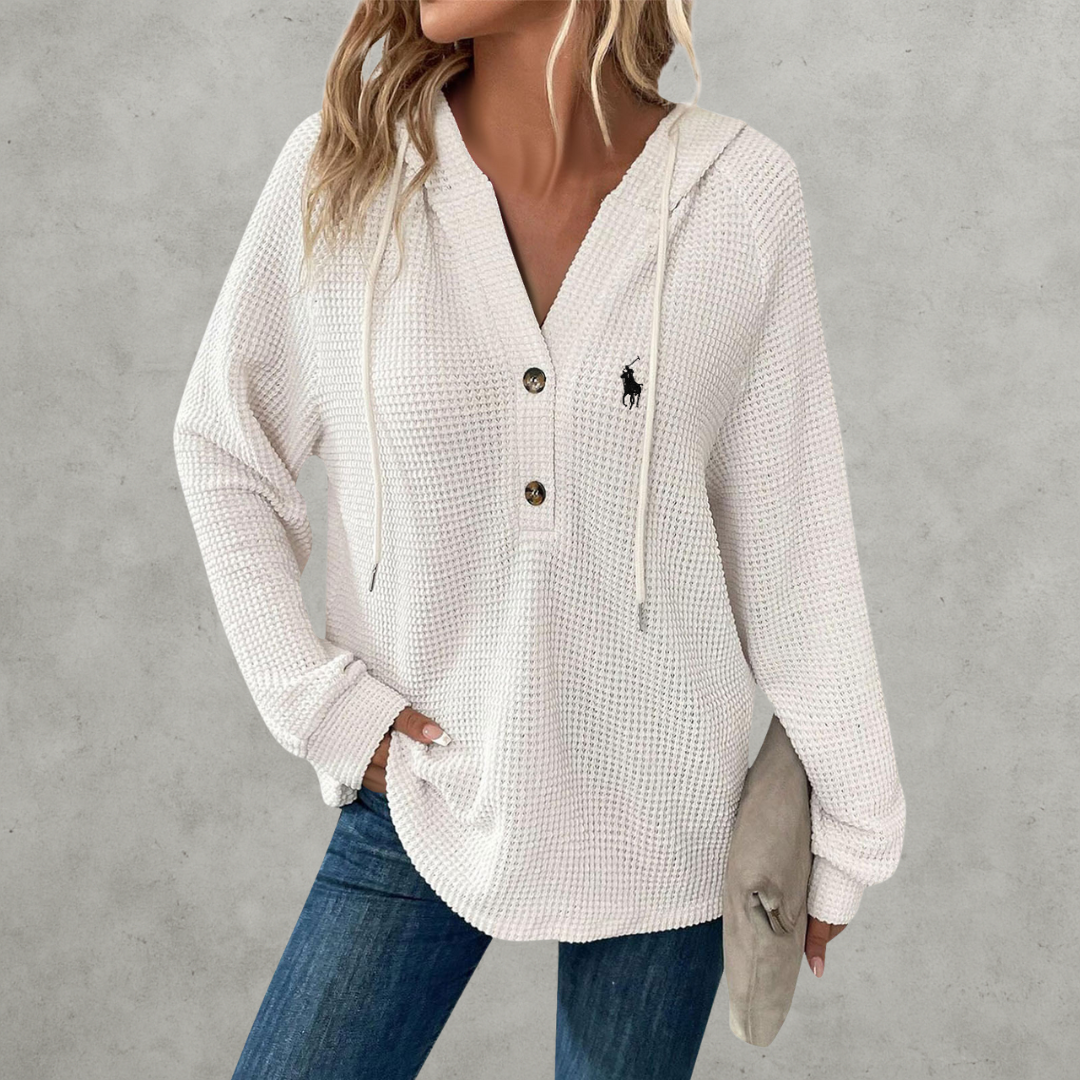 Suéter de Punto Waffle con Cuello en V RL®