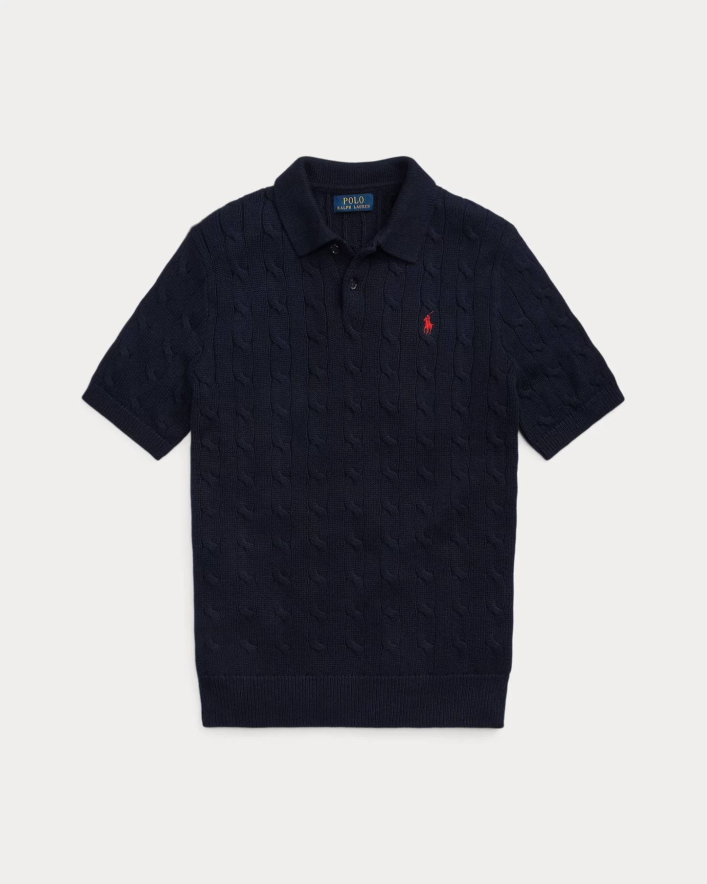 RL Cable-Knit Cotton Polo Shirt